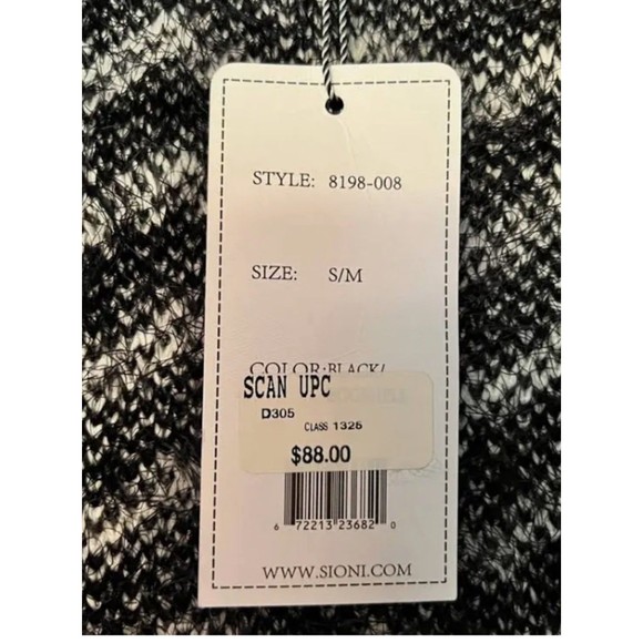 Sioni open sweater vest black and white zig zag pattern size S/M - Picture 6 of 8